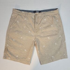 Company 81 (Men's 36) Light Tan Khaki Beach Patterned Flat Front Shorts